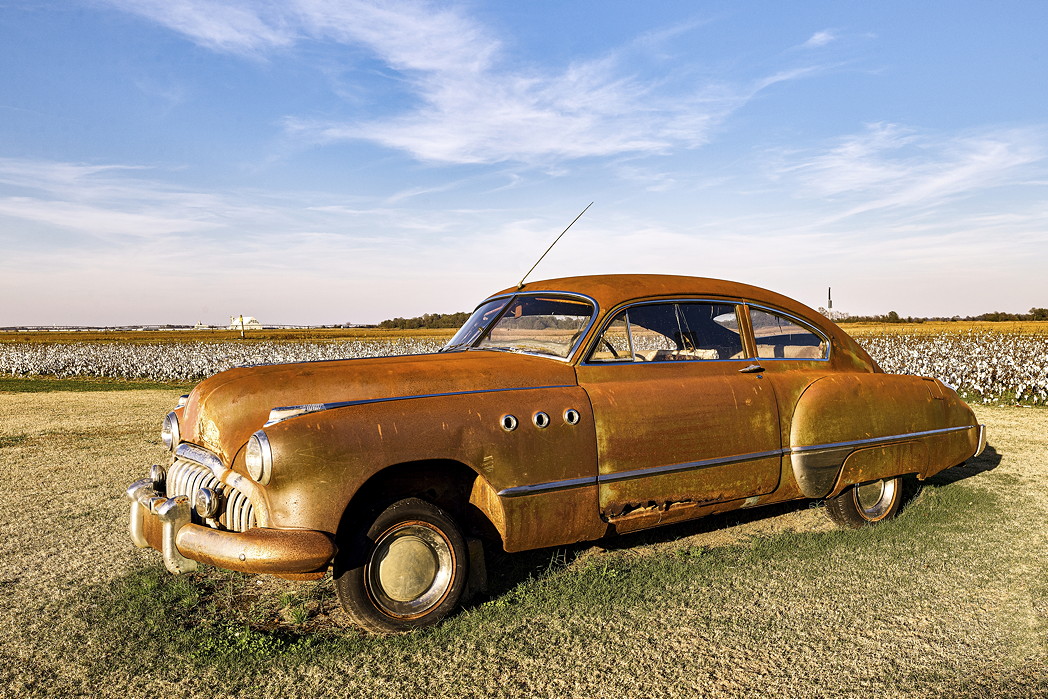 Vintage car on a field